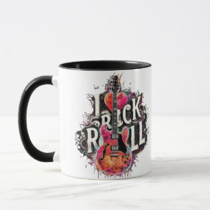 I Kärlek Rock N Roll Electric Guitar Painting Mugg