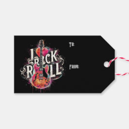 I Kärlek Rock N Roll Electric Guitar Painting Presentetikett