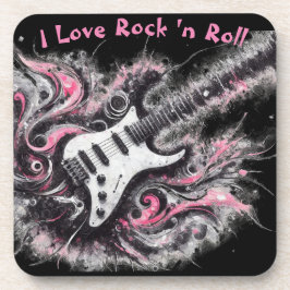 I Kärlek Rock N Roll Electric Guitar Painting Underlägg