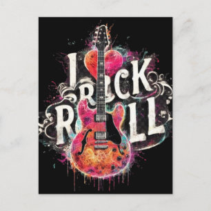 I Kärlek Rock N Roll Electric Guitar Painting Vykort