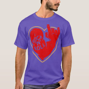 I kärlek Rock n Roll Heart för Valentines day T Shirt