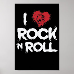 I Kärlek Rock n Roll Musikstill Genre Gitarre Poster