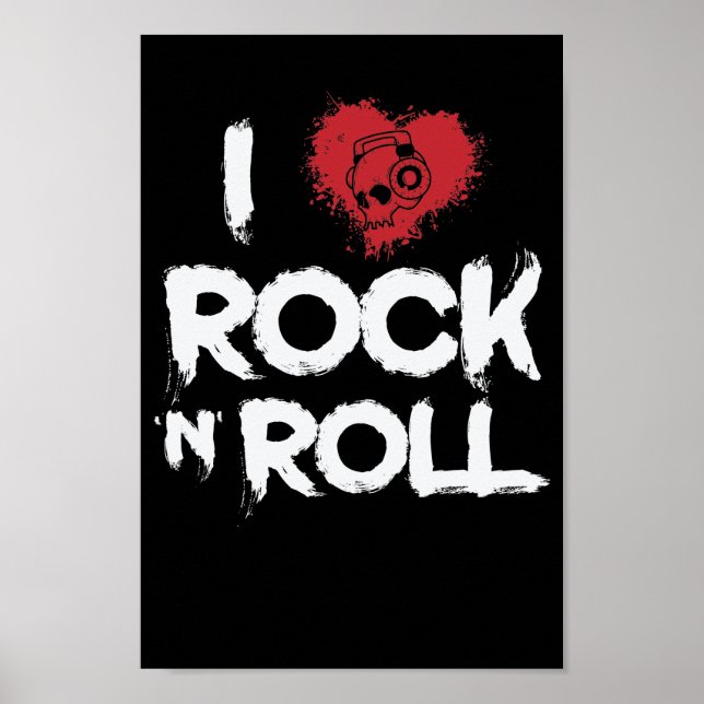 I Kärlek Rock n Roll Musikstill Genre Gitarre Poster (Framsidan)