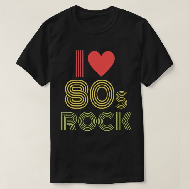 I Kärlek Rock på 1980-talets Retro Music Tshirt fo T Shirt (Design framsida)
