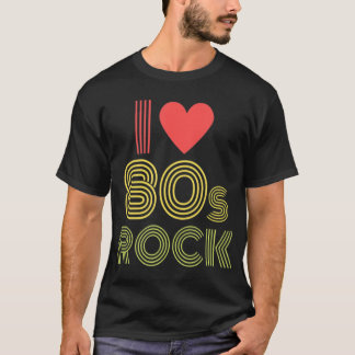 I Kärlek Rock på 1980-talets Retro Music Tshirt fo T Shirt