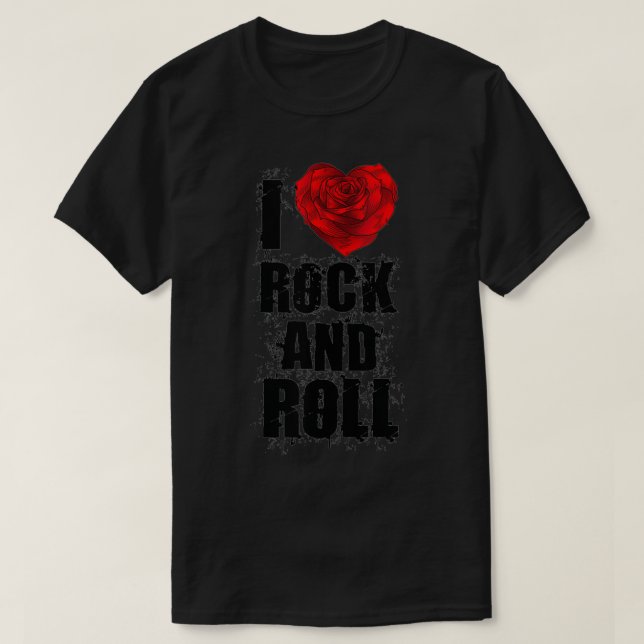 I Kärlek RockNRoll Heart Music T Shirt (Design framsida)