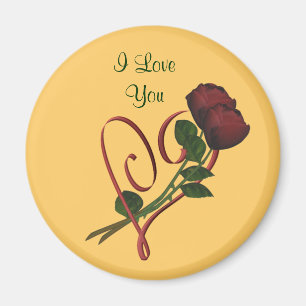 I Kärlek Röd ros Hjärtat Flower Magnet