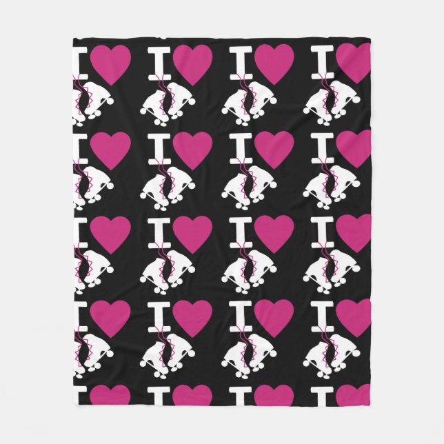 I Kärlek Roller Skating Fleecefilt (Framsidan)