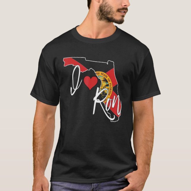 I Kärlek Ron Desantis Florida guvernör Heart Elect T Shirt (Framsida)