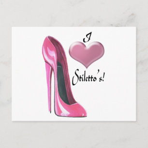 I kärlek Rosa High Heel Stiletto Shoe Art Vykort