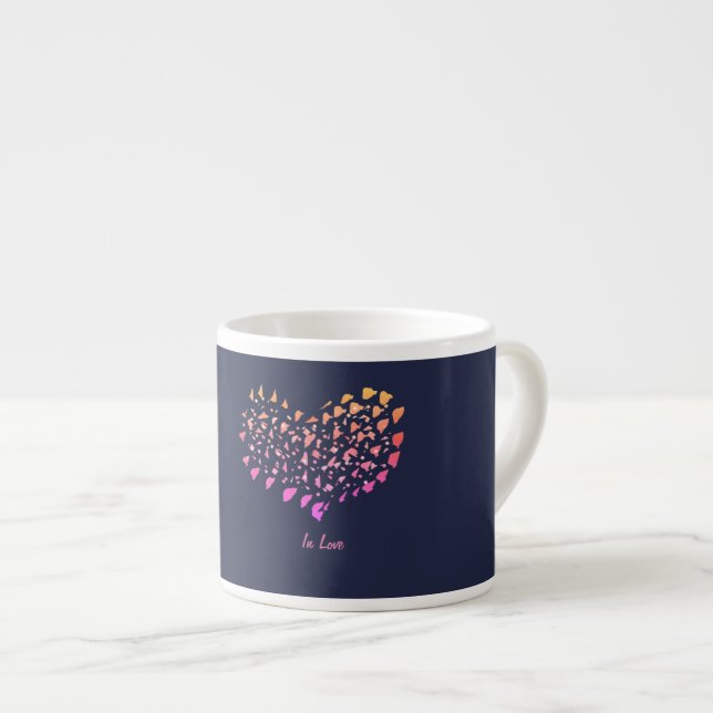 I kärlek Rosa Lila Hjärtan Kaffe Espresso Mugg Kop Espressomugg (Framsida höger)