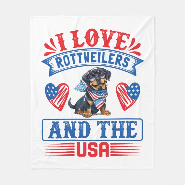 I kärlek Rottweilers och USA Fleecefilt (Framsidan)