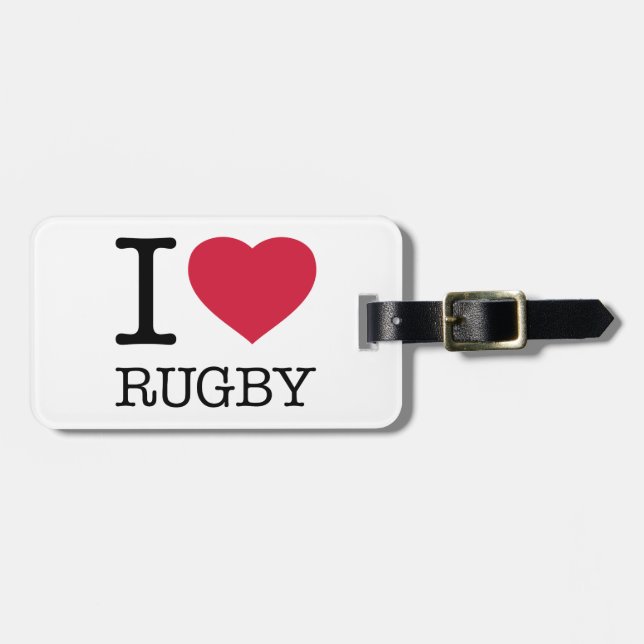 I KÄRLEK RUGBY BAGAGEBRICKA (Horisontell Framsida)