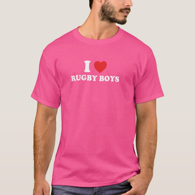 I Kärlek Rugby Boys Funny T Shirt (Framsida)