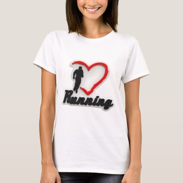 I Kärlek Running Heart Springer T-Shirt (Framsida)