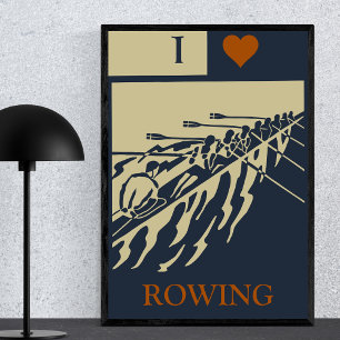 I Kärlek Rwing - Vintage Retro Vatten sport Poster