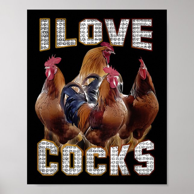 I Kärlek S Funny Tuppar Meme Chicken Älskare Poster (Framsidan)