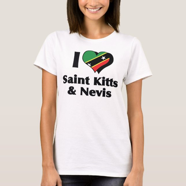 I Kärlek Saint Kitts & Nevis Flagga Shirt T Shirt (Framsida)