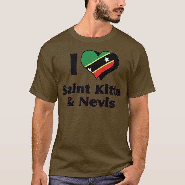 I Kärlek Saint Kitts & Nevis Flagga Shirt Tee Shirt (Framsida)