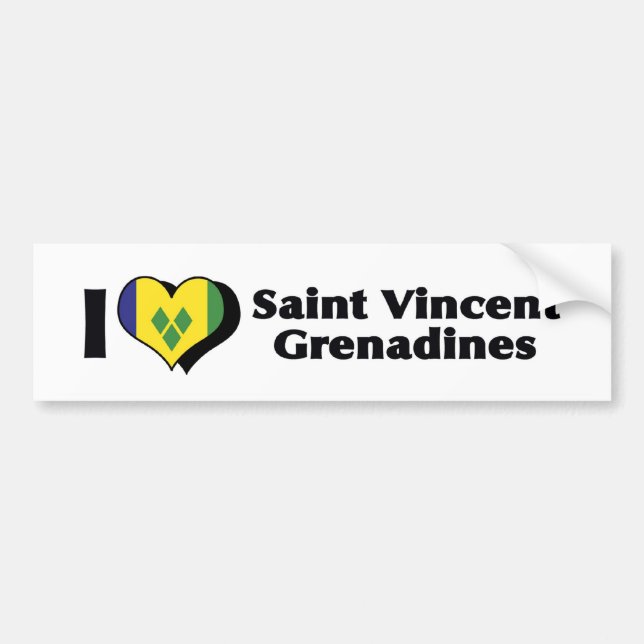 I Kärlek Saint Vincent Grenadines Flagga Bildekal (Framsidan)