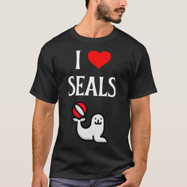 I Kärlek Sälar I Heart Sälar Seal Marine Mammal Pi T Shirt (Framsida)