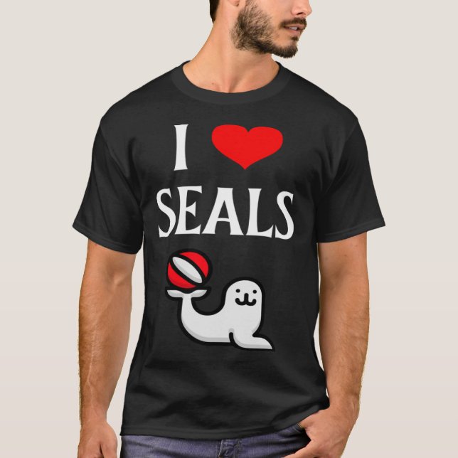 I Kärlek Sälar I Heart Sälar Seal Marine Mammal Pi T Shirt (Framsida)