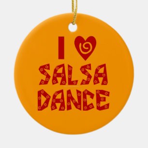 I Kärlek Salsa Dance Anpassningsbar Dancing Älskar Julgransprydnad Keramik
