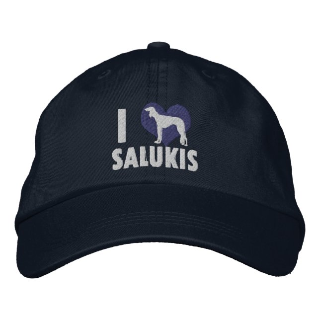 I Kärlek Salukis Embroized Hat (Blue) Broderad Keps (Framsida)