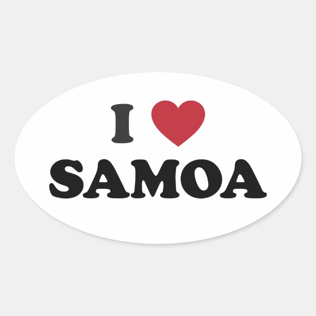 I Kärlek Samoa Ovalt Klistermärke (Framsida)