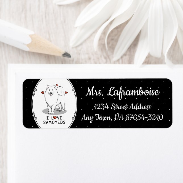 I Kärlek Samoyeds - Cute hund Returadress Etikett (Insitu)