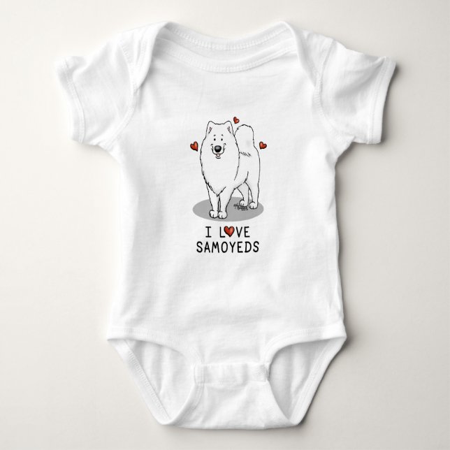 I Kärlek Samoyeds - Cute hund T Shirt (Framsida)