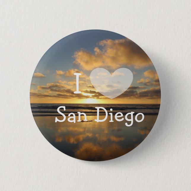 I Kärlek San Diego Kalifornien Button Knapp (Framsida)
