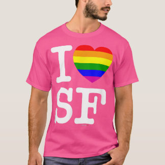 I Kärlek San Francisco White, HGBTQ Rainbow Heart T Shirt