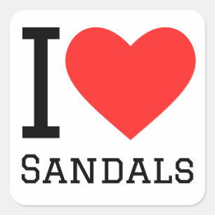 I kärlek sandaler fyrkantigt klistermärke