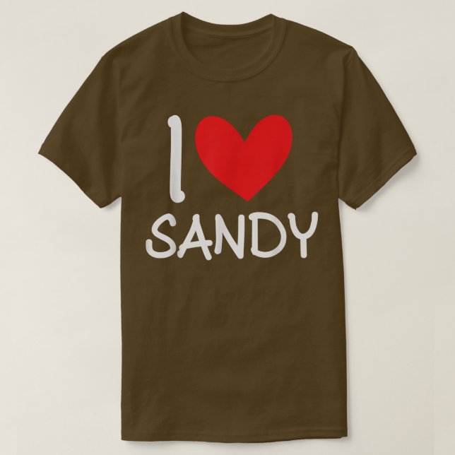I Kärlek Sandy Namn Personlig Girl Woman BFF Frie T Shirt (Design framsida)