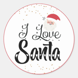 I Kärlek Santa Classic Round Sticker Runt Klistermärke