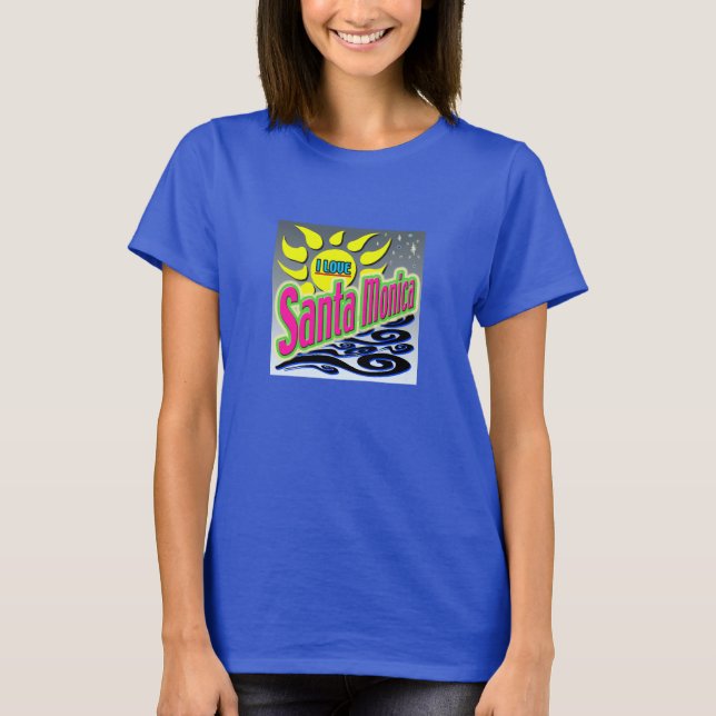 "I KÄRLEK Santa Monica: Night Sunshine" T-Shirt! Tee (Framsida)