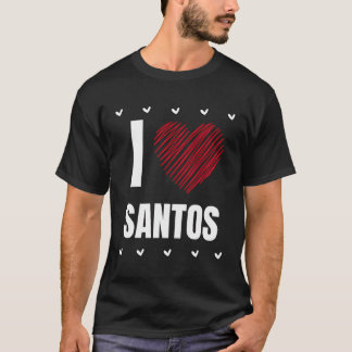 I Kärlek Santos First Namn Coola Heart Funny Perso T Shirt