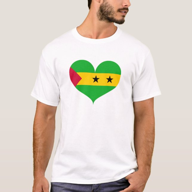 I Kärlek Sao Tome och Principe Flagga T Shirt (Framsida)