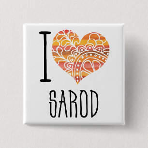 I Kärlek Sarod Orange Mandala Heart Knapp