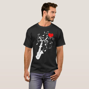 I Kärlek Saxophone Music svart lustigt T-shirt