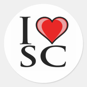 I Kärlek SC - South Carolina Runt Klistermärke