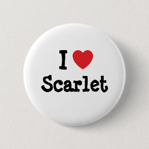 I kärlek Scarlet hjärta T-Shirt Knapp
