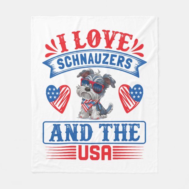 I kärlek Schnauzers och USA Fleecefilt (Framsidan)