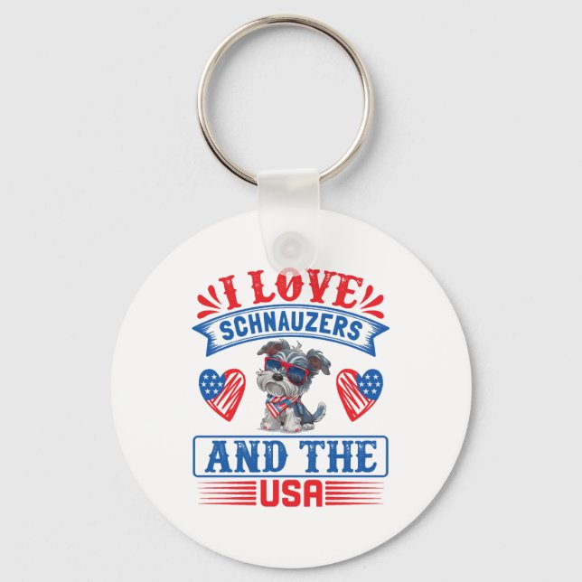 I kärlek Schnauzers och USA Nyckelring (Framsida)