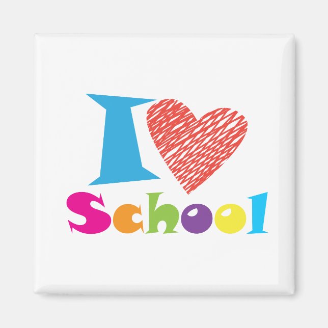 I Kärlek School. Back to school. Tecknad Cute Hear Magnet (Framsidan)