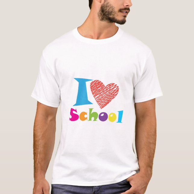 I Kärlek School. Back to school. Tecknad Cute Hear T Shirt (Framsida)