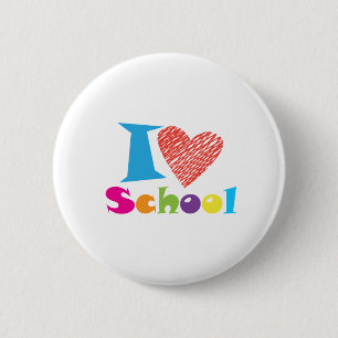 I Kärlek School. Back to school. Tecknad Studenten Knapp