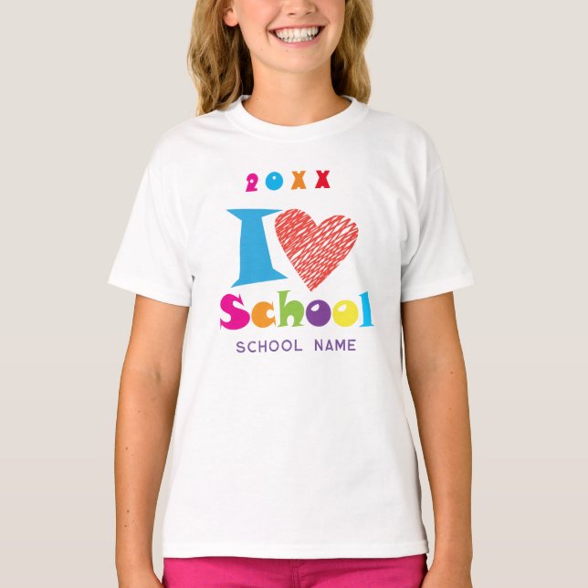 I Kärlek School. STUDENTEN Tecknad, söt hjärta T Shirt (Framsida)