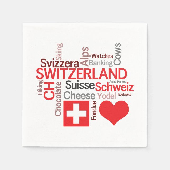 I Kärlek Schweiz - Favorit Swiss Sak Pappersservett (Framsidan)